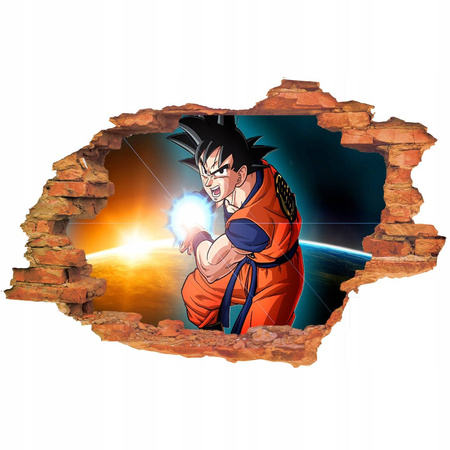 Naklejka na ścianę 3D DRAGON BALL Goku Kamehameha w kosmosie 90 cm na 60 cm