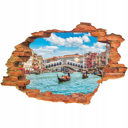 Naklejka na ścianę 3D Wenecja gondole na wzburzonym kanale Grande 90 cm na 60 cm